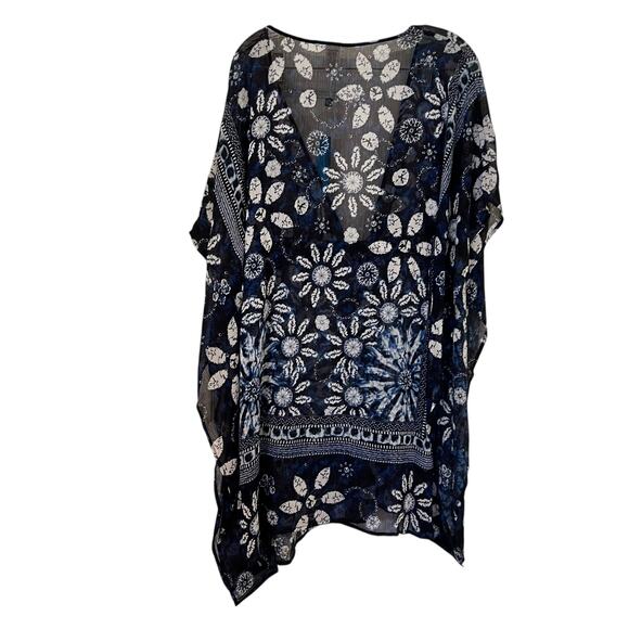 Bleu by Rod Beattie Take a Dip Blue Printed Caftan Cover-Up Size Large NWT - Picture 5 of 10
